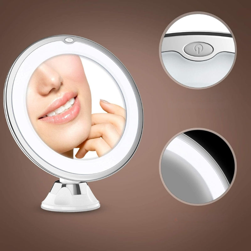 travel illuminated magnifying mirror - White