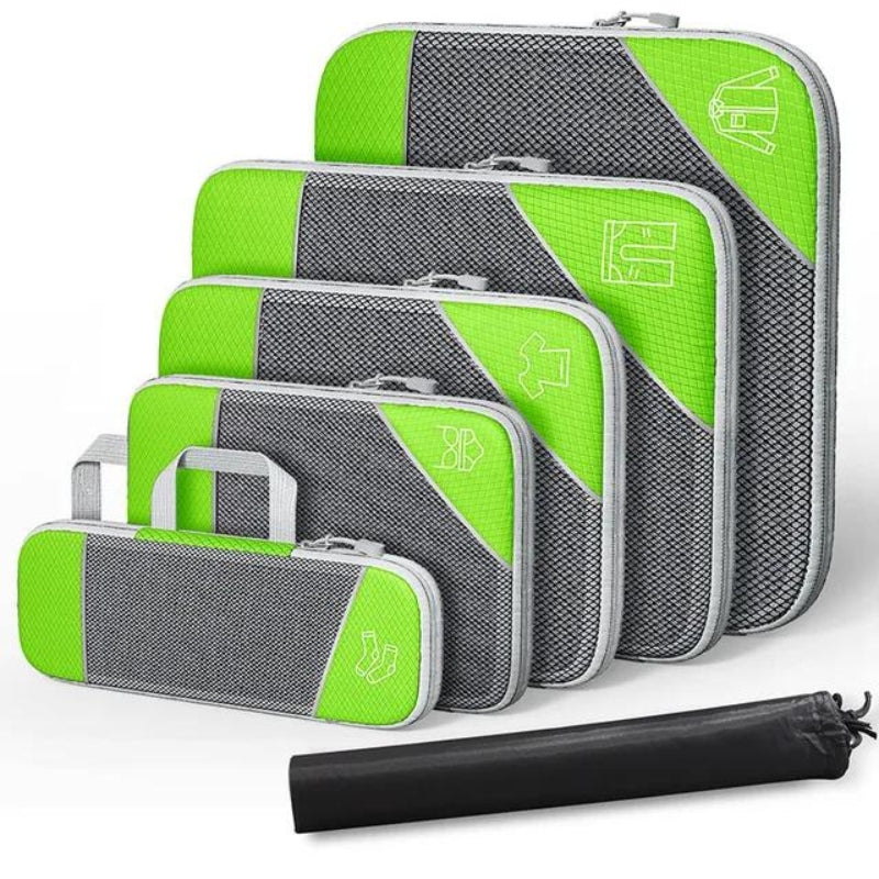 compressible suitcase organizer - Green - Six Pieces