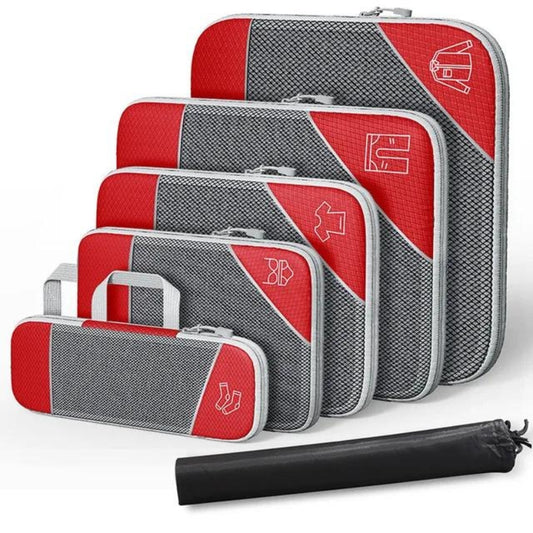 compressible suitcase organizer - Red - Six Pieces