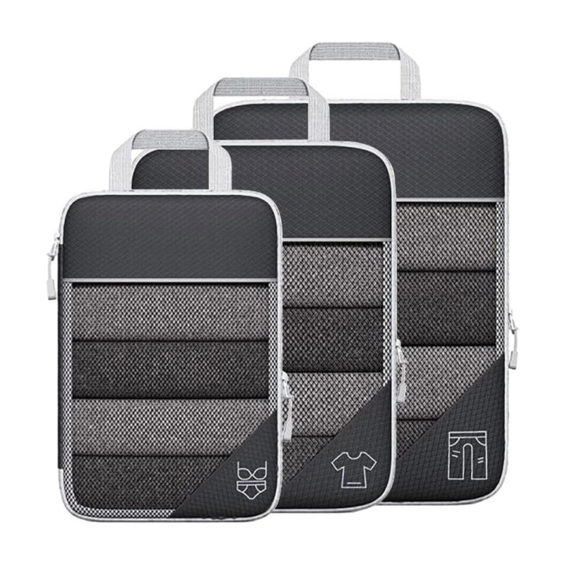 compressible suitcase organizer - Black - Three Pieces