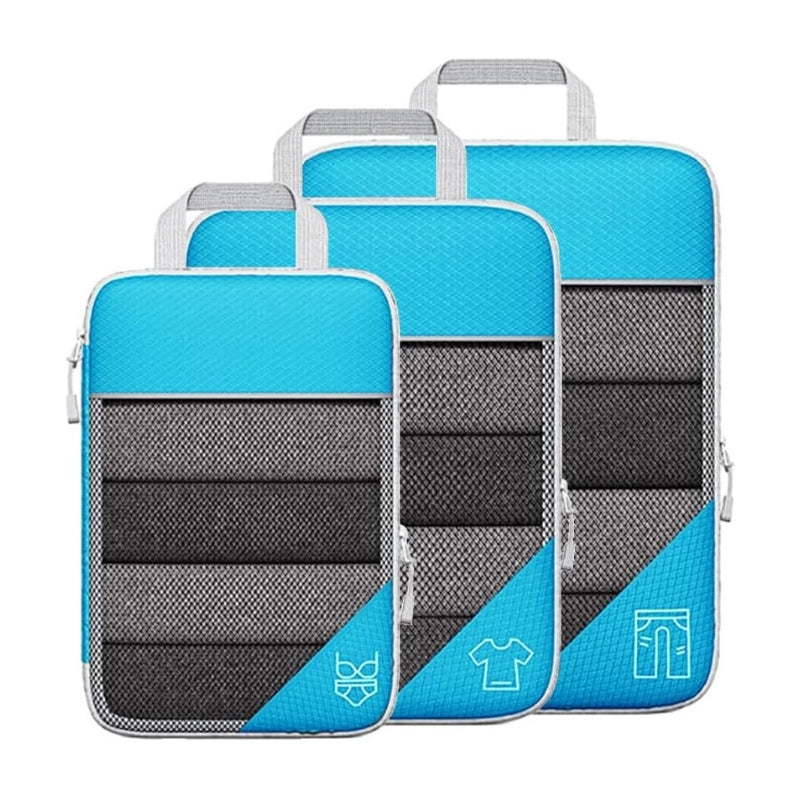 compressible suitcase organizer three aligned sizes - Black - Blue - Red - Green - Grey - Gray