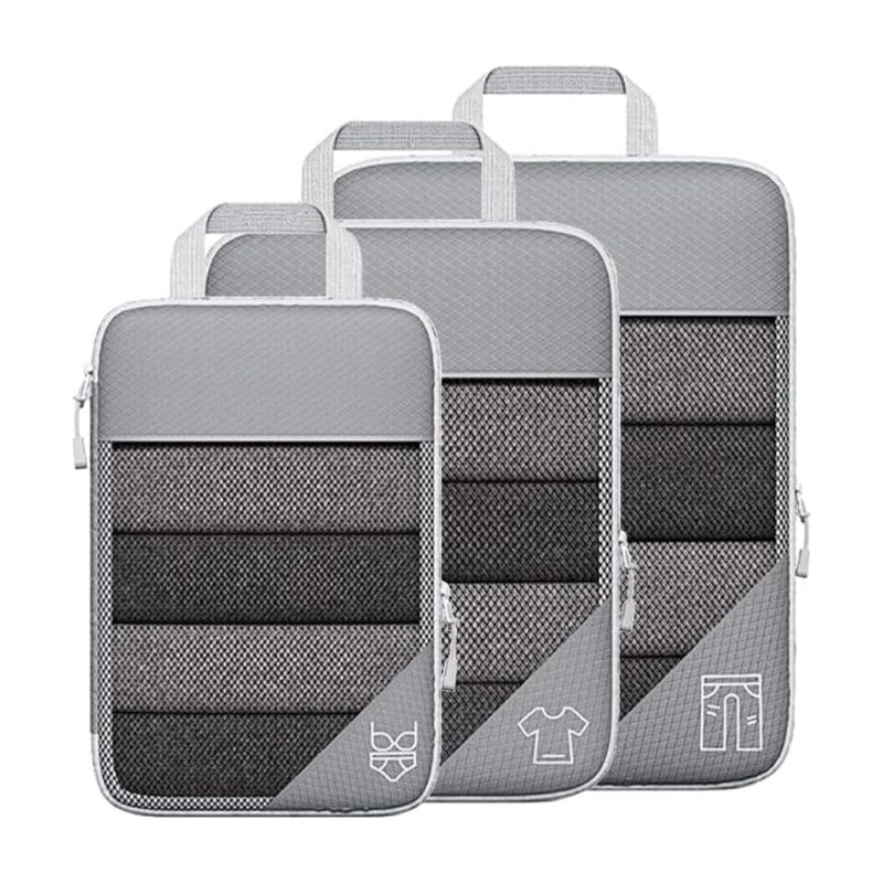 compressible suitcase organizer - Grey - Gray - Three Pieces