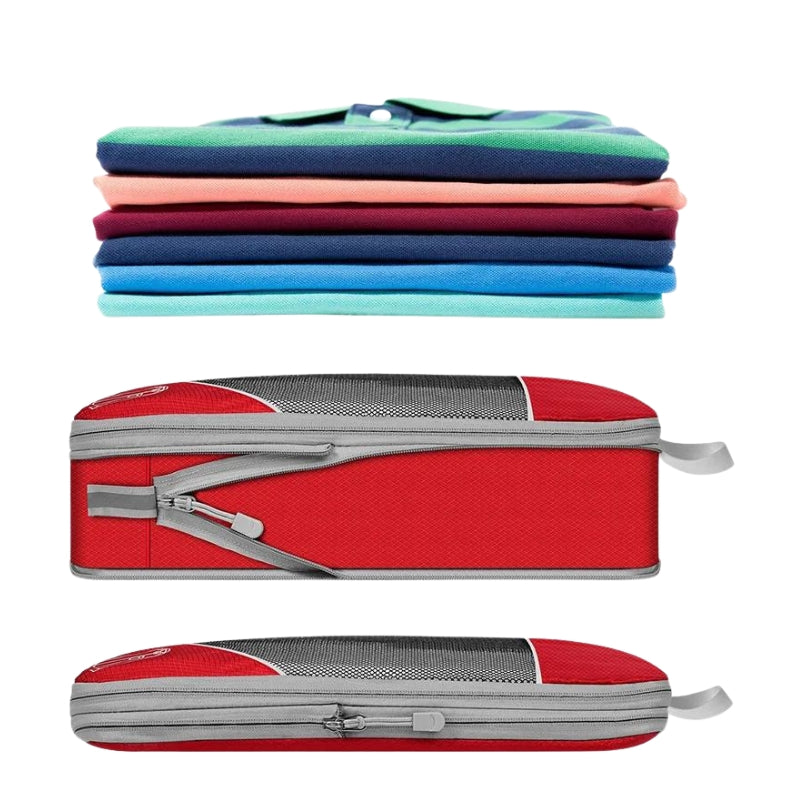 compressible suitcase organizer two open compartments - Black - Blue - Red - Green - Grey - Gray
