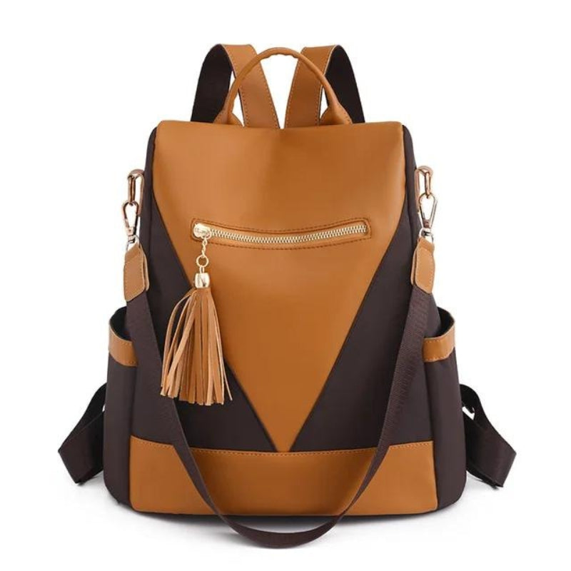 women's travel backpack - Orange and brown