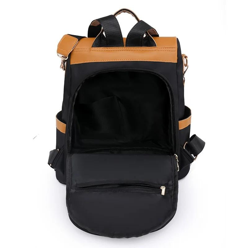 trendy women's travel backpack - Orange and black - Orange and brown - Orange and grey - Orange and gray