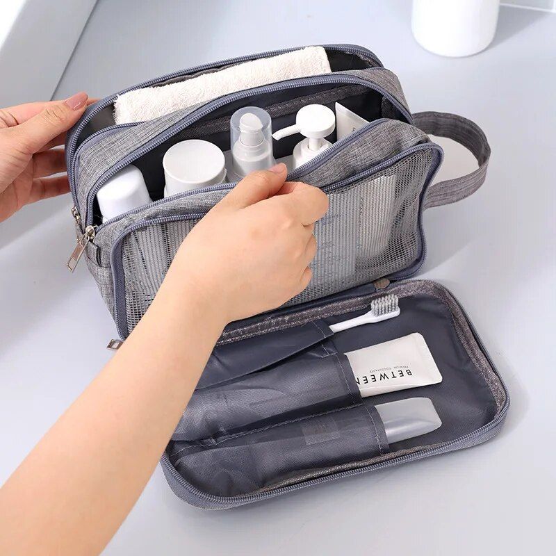 small toiletry pouch for men - Black - Navy Blue - Grey - Gray - Red