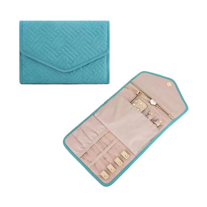 travel jewelry pouch fabric - Black - Blue - Pink