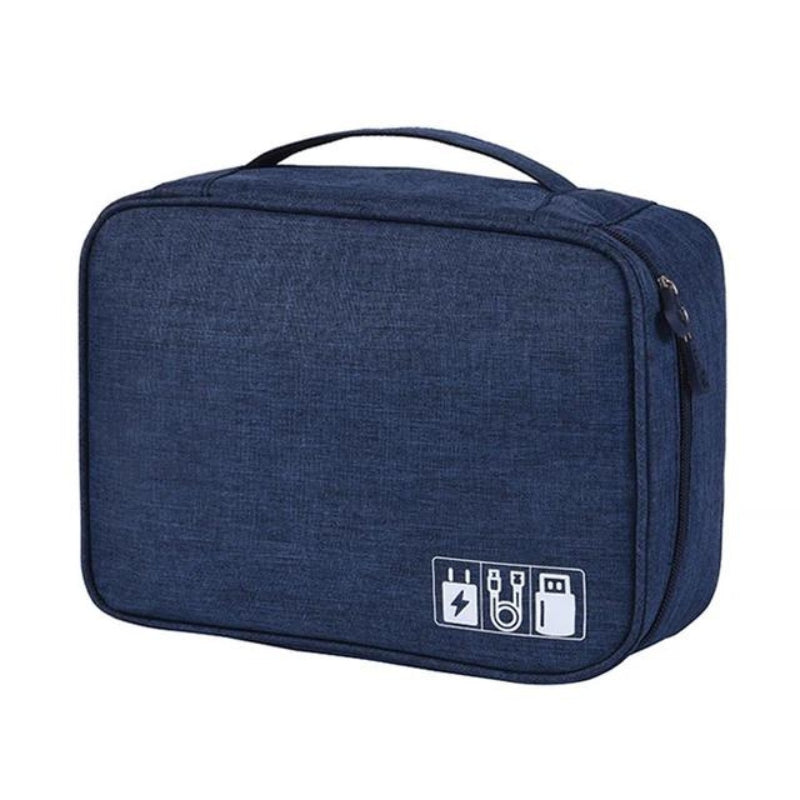 travel usb cable organizer bag - Navy Blue