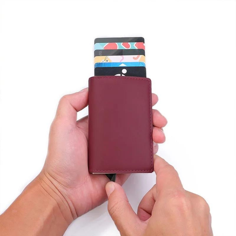 leather rfid card holder for men - Textured Black - Black - Light Brown - Dark Brown - Textured Dark Brown - Orange - Pink