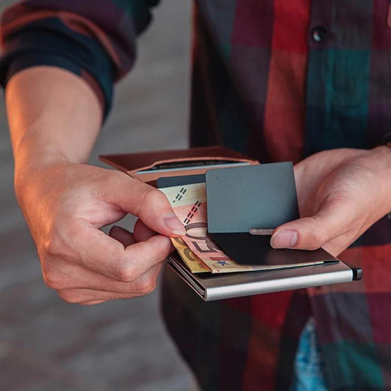 luxury rfid card holder - Textured Black - Black - Light Brown - Dark Brown - Textured Dark Brown - Orange - Pink