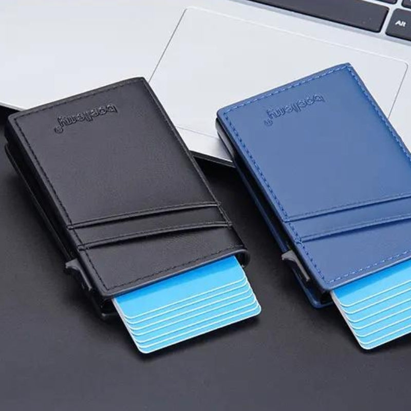leather card holder for men - Black - Blue - Light Brown - Dark Brown - Grey - Gray