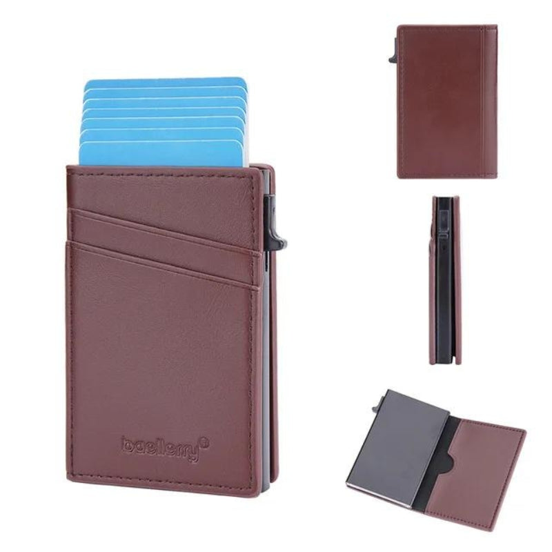 removable leather card holder - Light Brown - Plain