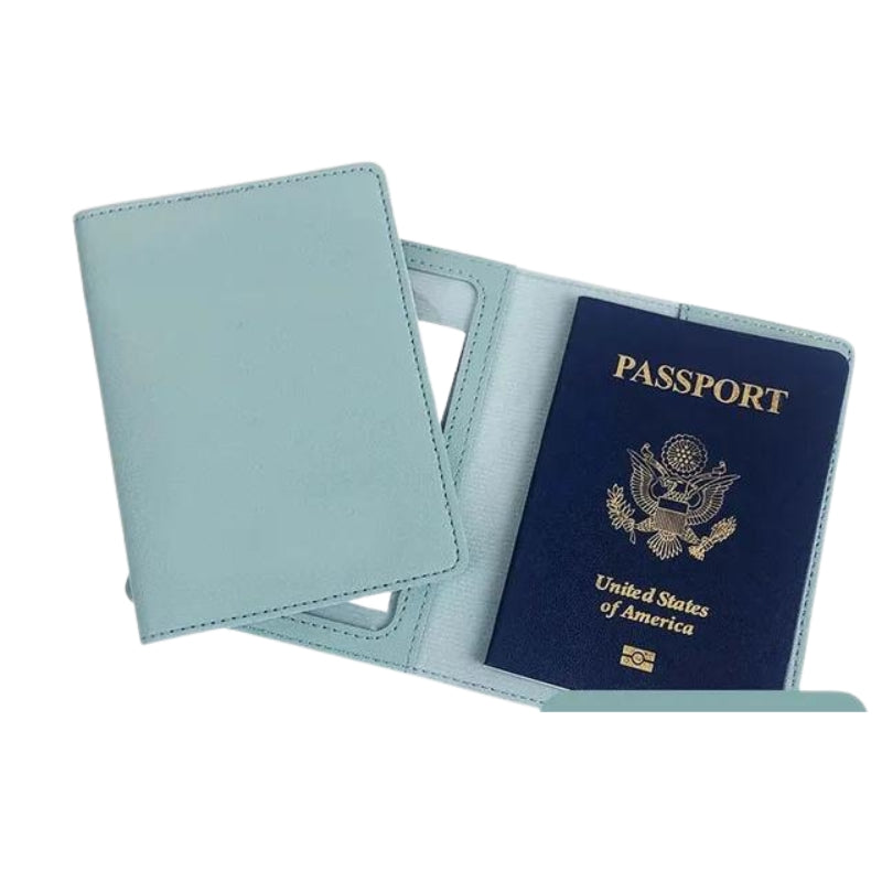 leather wallet for women - Sky Blue - Without Engraving