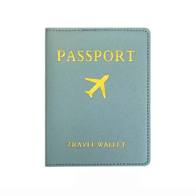 luxury leather document holder for men - Sky Blue - Gold Engraving