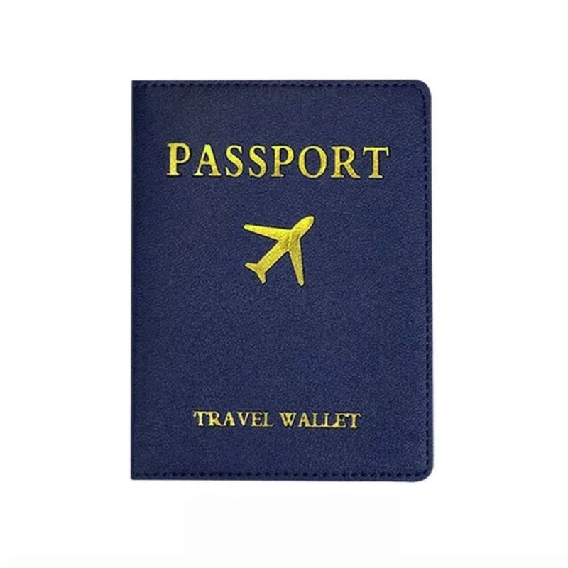leather travel document holder - Navy Blue - Gold Engraving