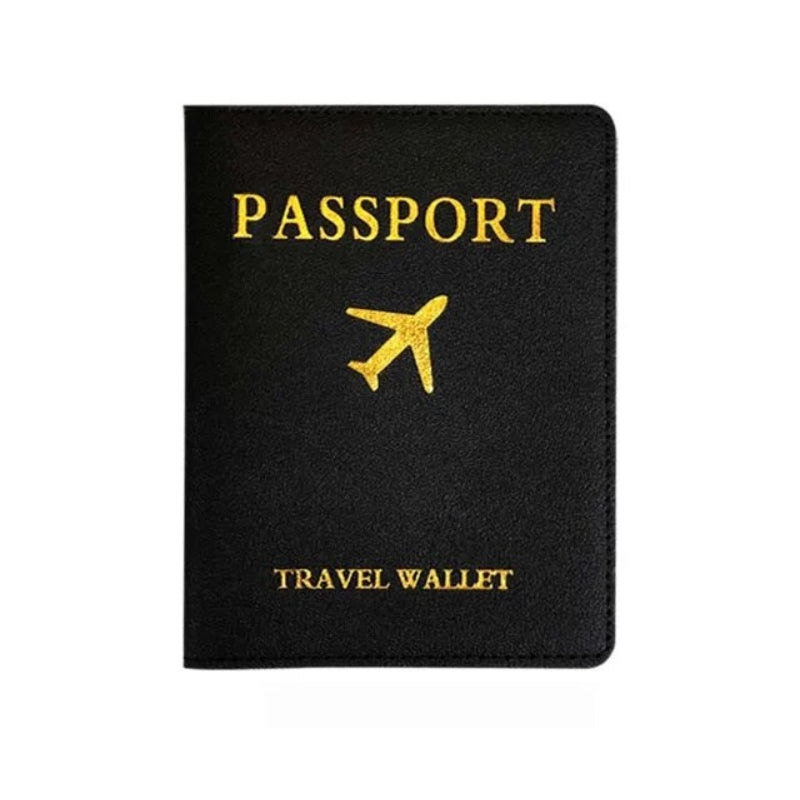 branded leather document holder for men - Black - Gold Engraving