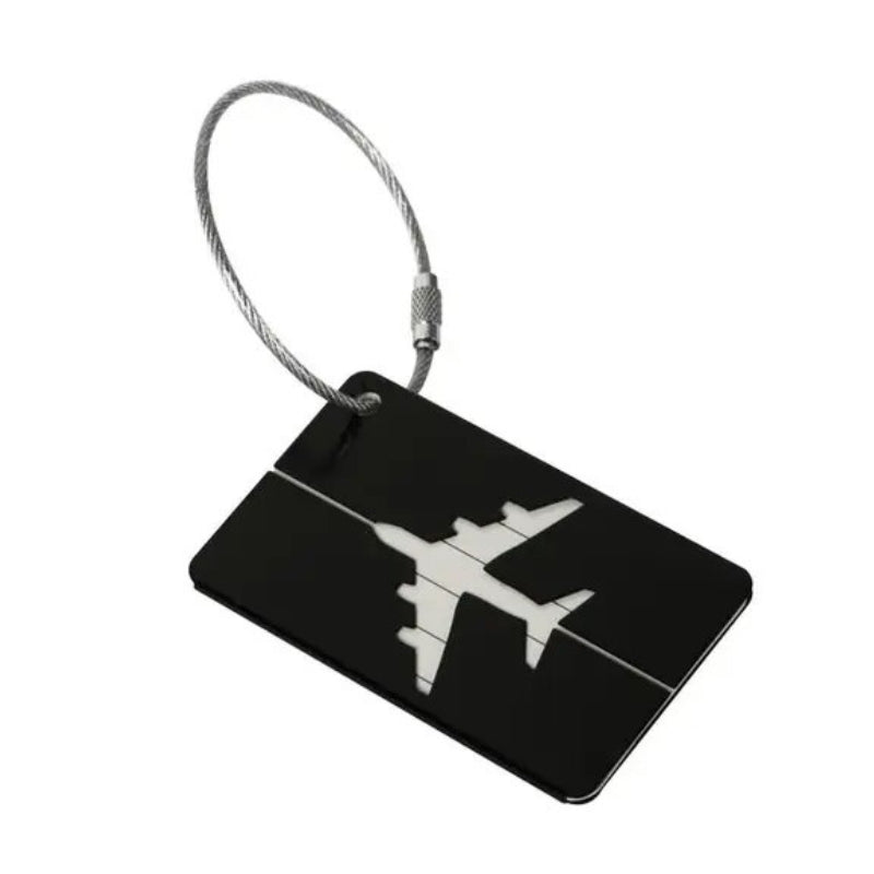 suitcase tag - Black with Plane Pattern