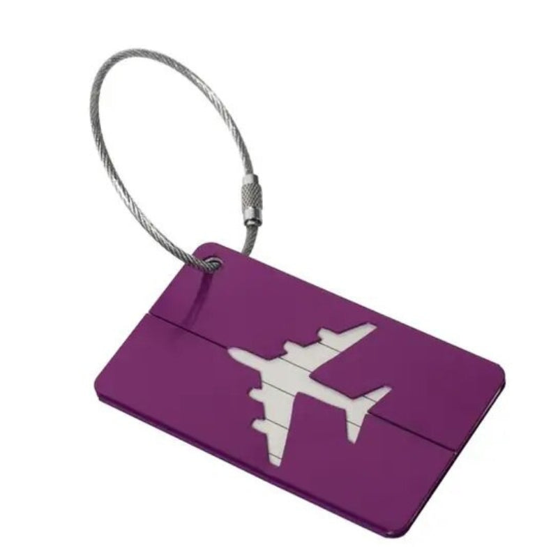 baggage tag - Purple with Plane Pattern