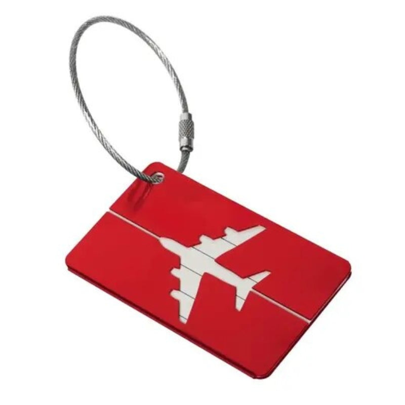 suitcase tag - Red with Plane Pattern