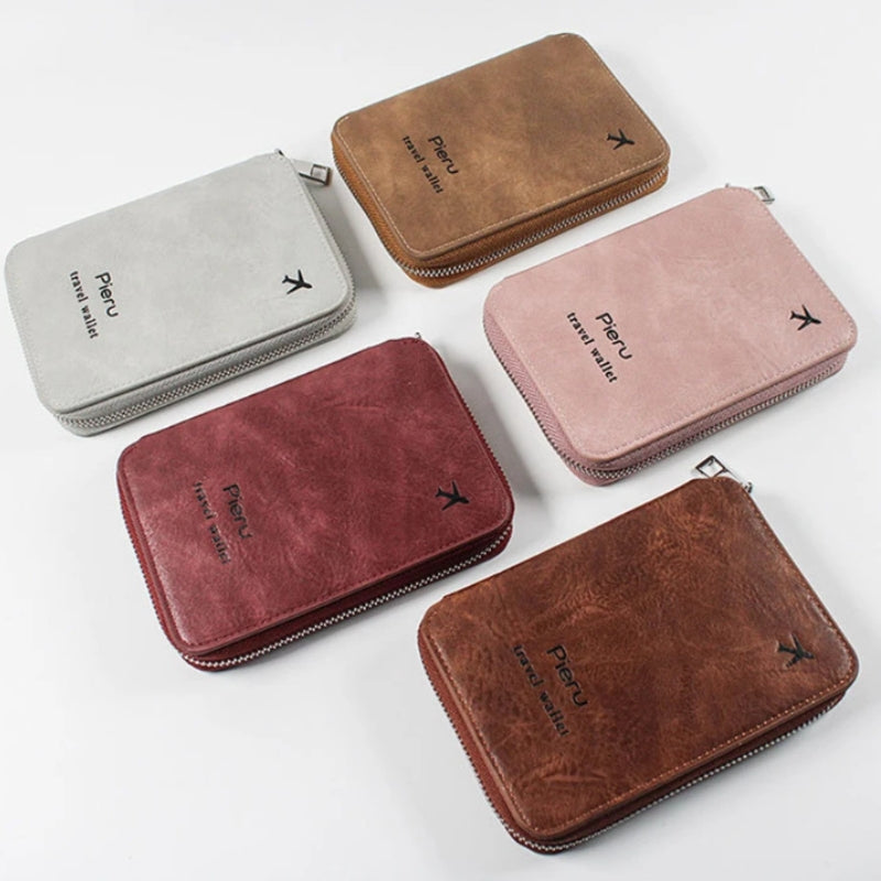 rfid wallet woman five wallets aligned - Pink - Black - Grey - Gray - Dark Brown - Red - Light Brown