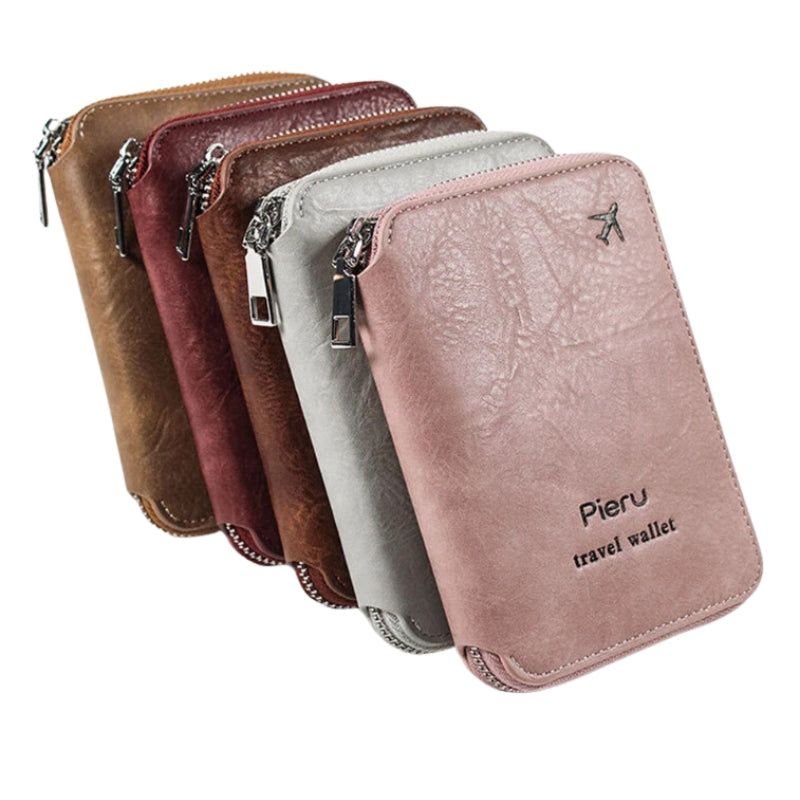 rfid wallet woman five wallets aligned - Pink - Black - Grey - Gray - Dark Brown - Red - Light Brown