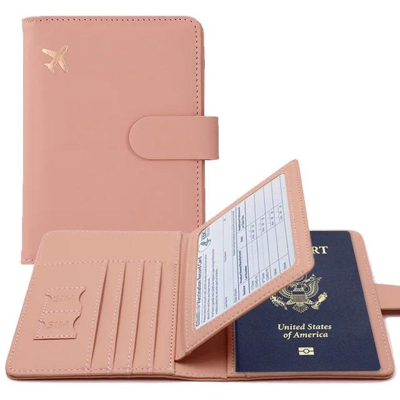 leather passport pouch - Pink