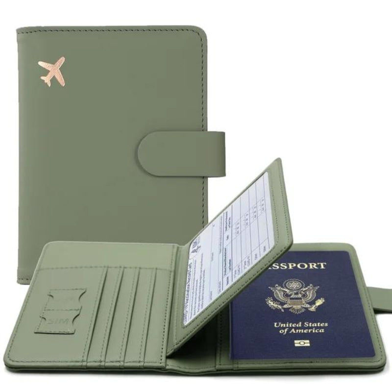 leather passport holder - Green