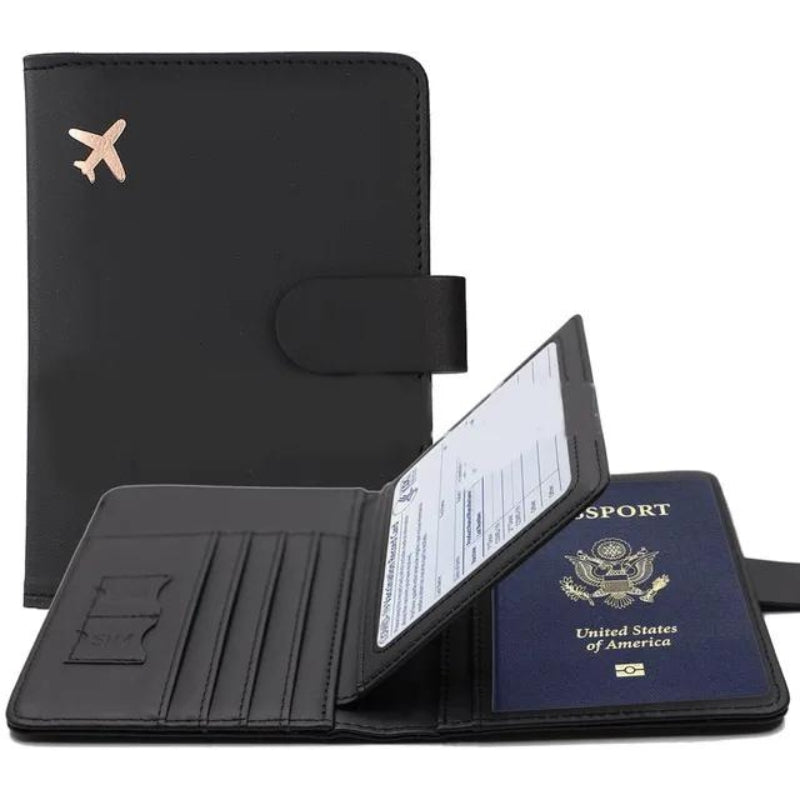 travel wallet passport holder - Black