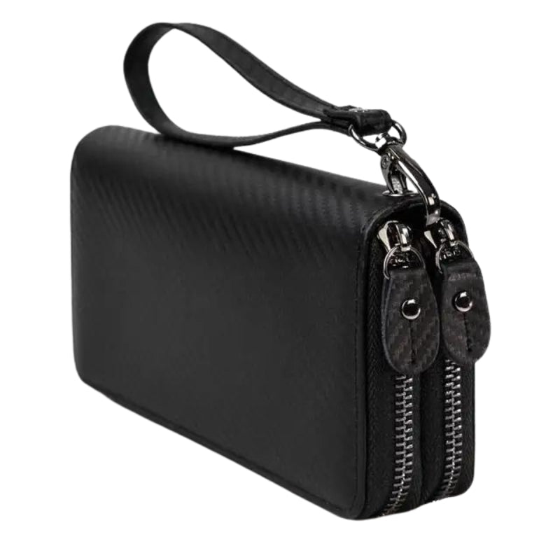 vintage leather wallet for men - Textured Black