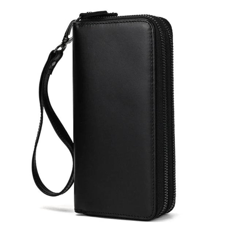 black leather wallet for men - Black