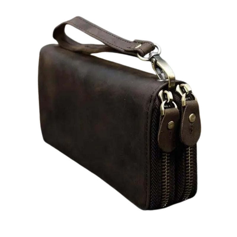 large leather wallet for men - Brown