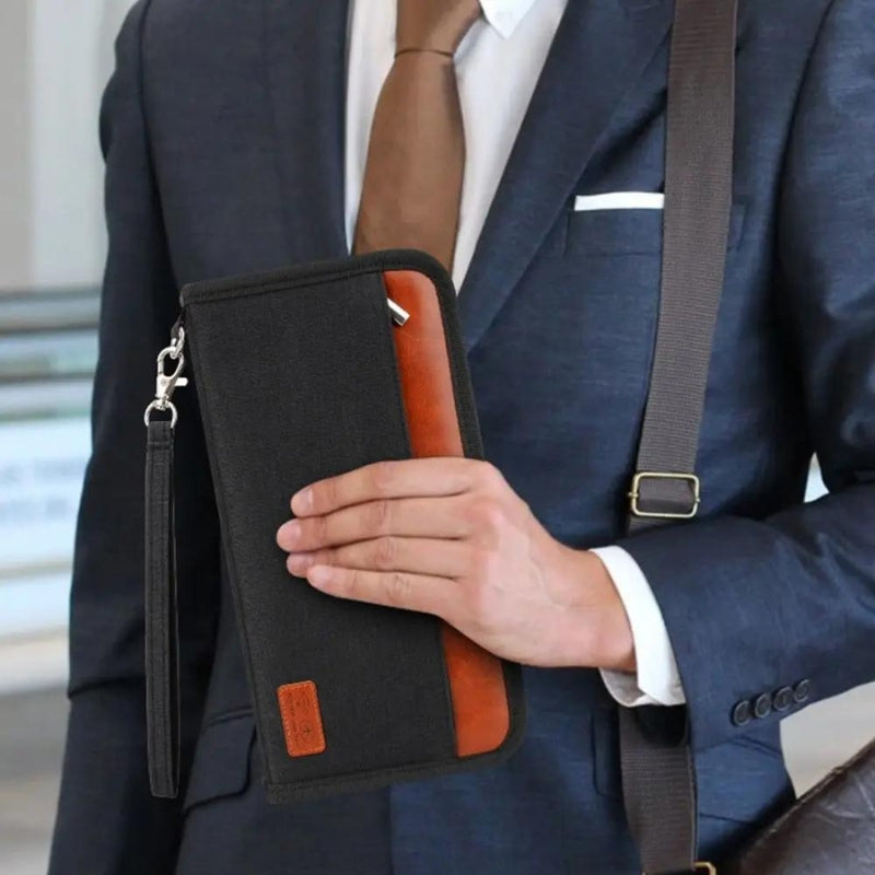 travel wallet for men - Grey - Gray - Black