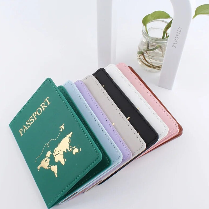 women's leather passport cover - Green - Black - White - Grey - Gray - Pink - Brown - Blue - Purple