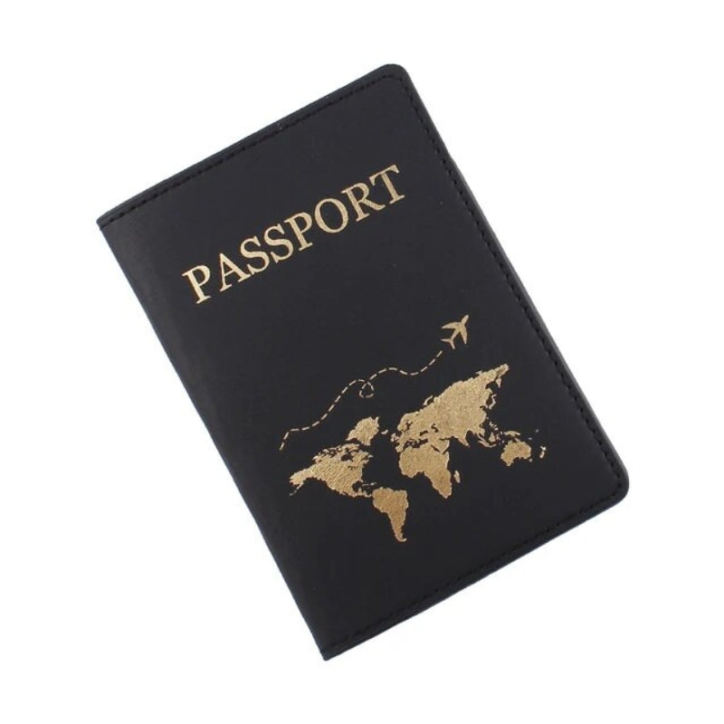 leather passport holder - Black