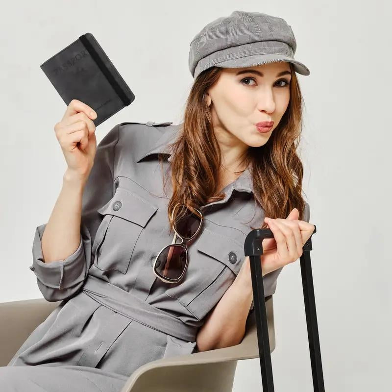 rfid passport holder - Black - Grey - Gray - Blue - Sky Blue - Red - Pink - Green - Brown