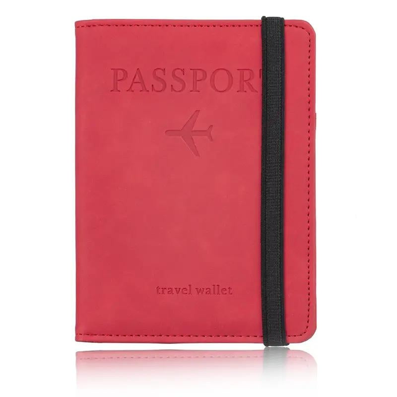 leather passport holder - Red