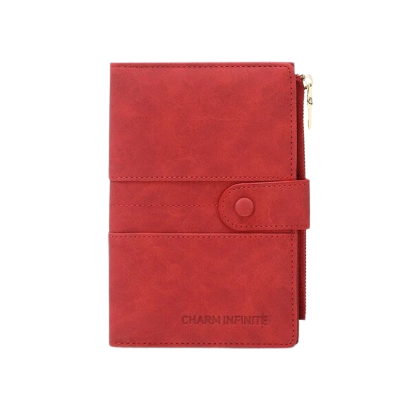 leather passport holder women - Red