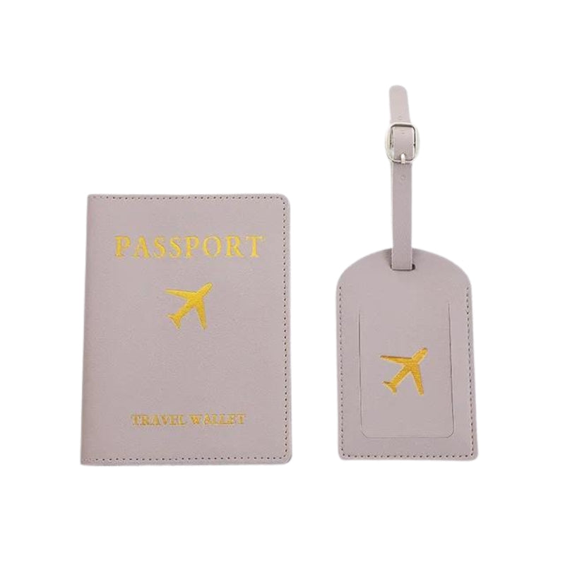 women's leather passport cover - Grey - Gray