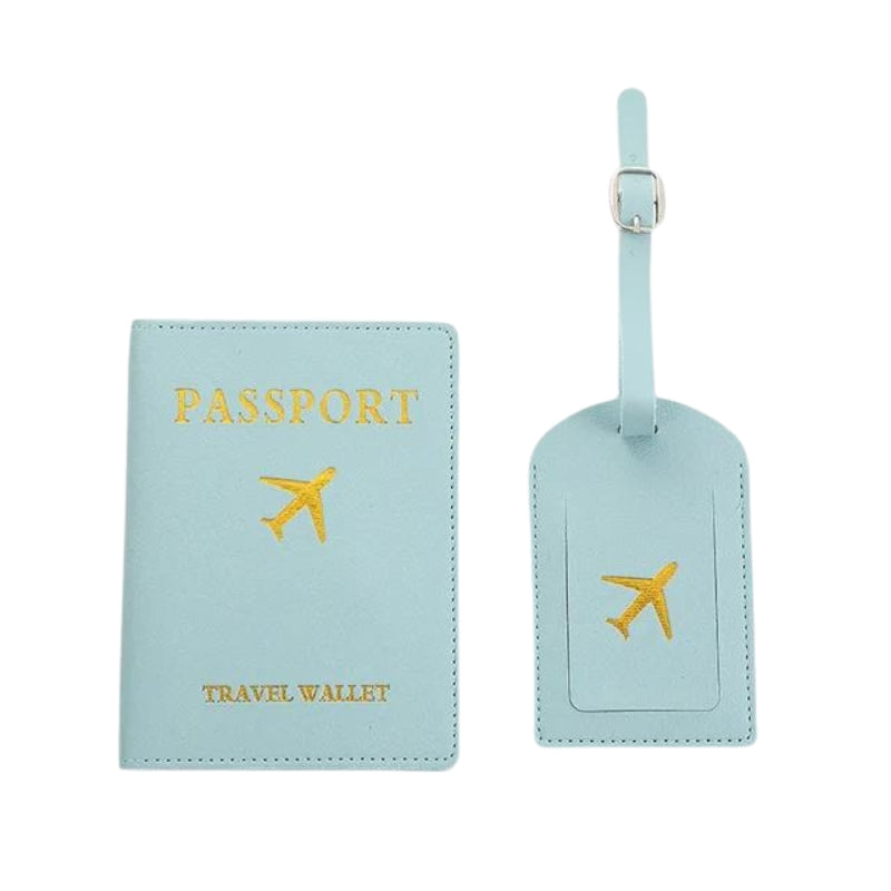 men's leather passport cover - Sky Blue