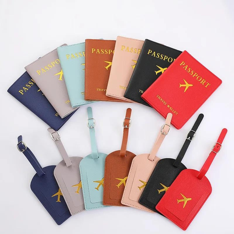 leather passport cover - Pink - Red - Grey - Gray - Black - Brown - Sky Blue - Blue