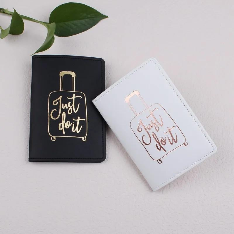 women's leather passport cover - Black - White