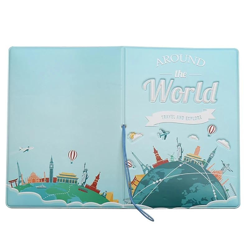 original passport holder - Navy Blue with Pattern - Sky Blue with Pattern