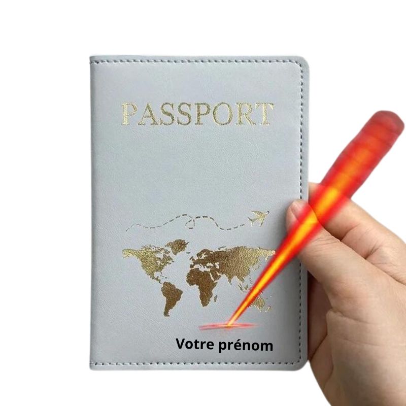 leather passport cover - World Map Pattern - Model 2
