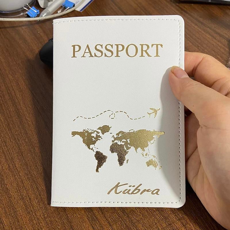 family personalized passport protector - Mrs Pattern - Queen Pattern - Adventure Pattern - World Map Pattern - Plane Pattern - King Pattern - Around the World Pattern