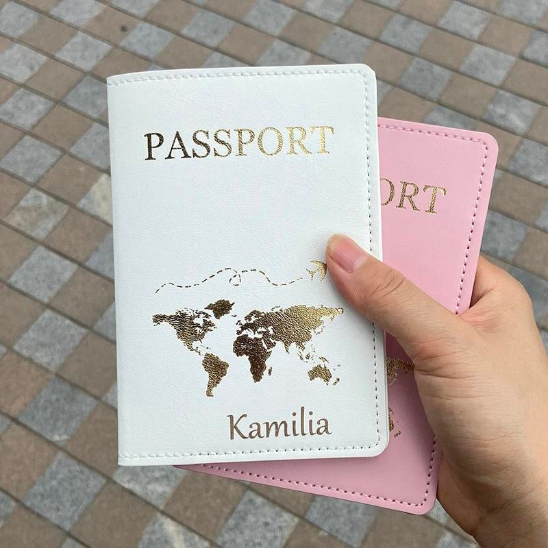 personalized passport protector - Mrs Pattern - Queen Pattern - Adventure Pattern - World Map Pattern - Plane Pattern - King Pattern - Around the World Pattern