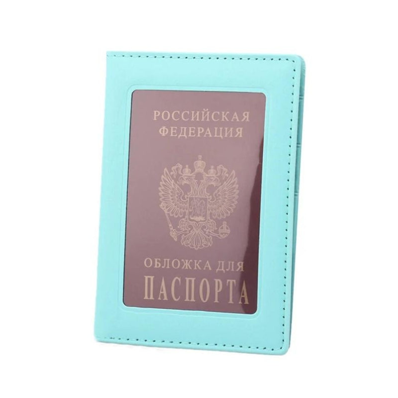leather passport cover - Sky Blue