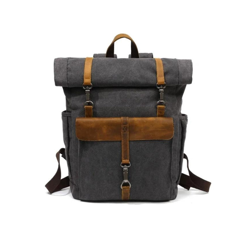 waxed canvas backpack - Grey - Gray