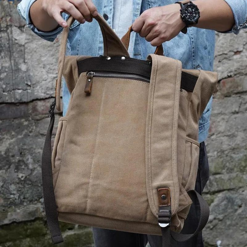 canvas backpack - Green - Grey - Gray - Blue - Beige - Brown
