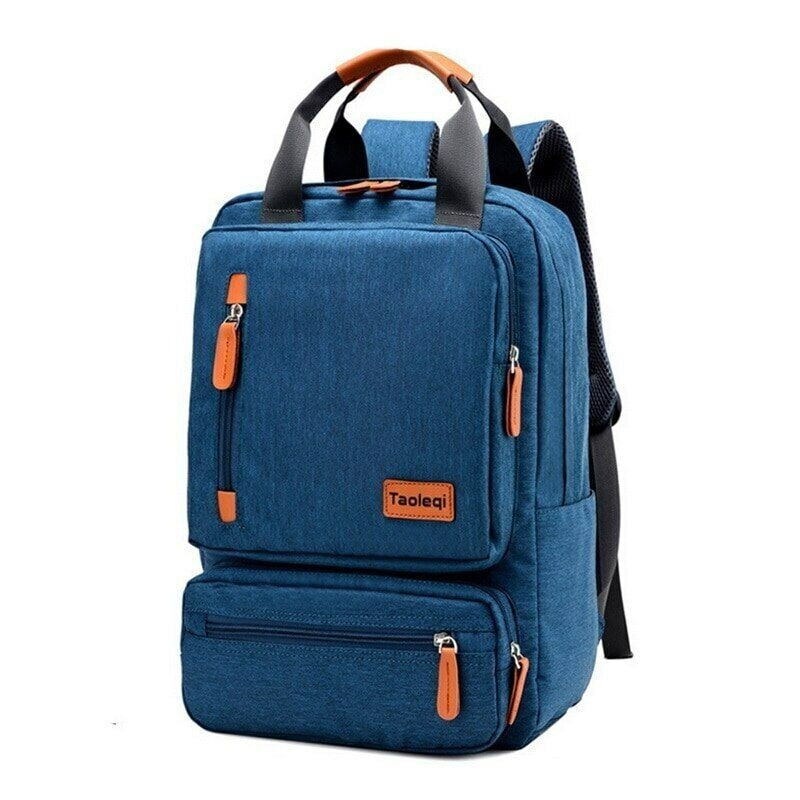 canvas and leather bag for men - Blue