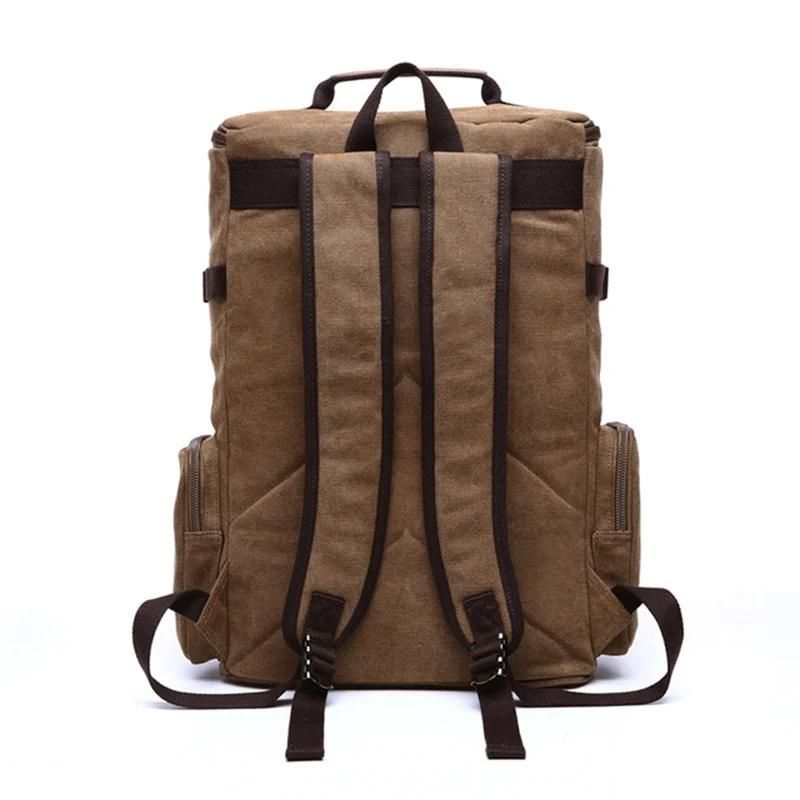 men's vintage canvas backpack - Coffee Brown
